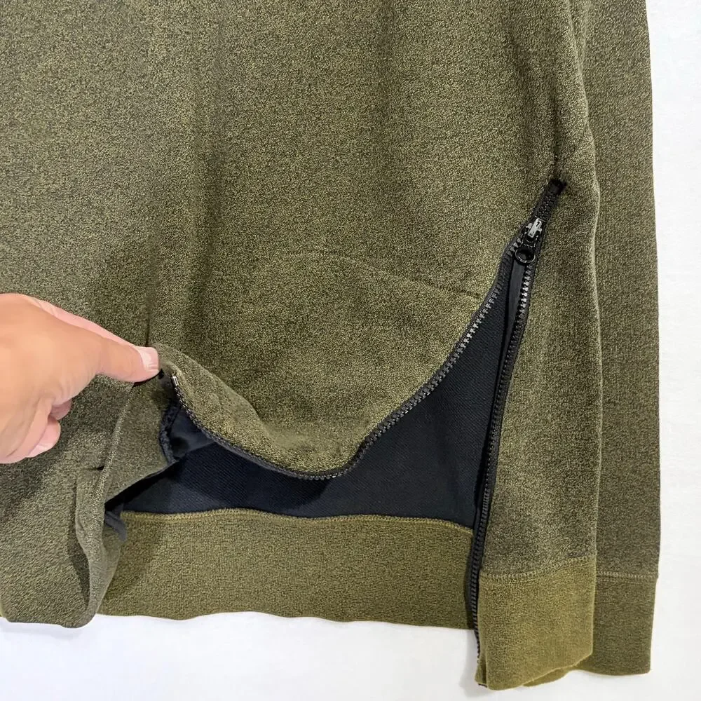 Nike Sweatshirt Men’s Large Green Pullover Athletic Long Sleeve Side Zip